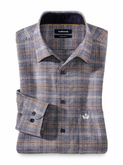 Diamanten-Flanell Hemd Glencheck Blau Detail 1