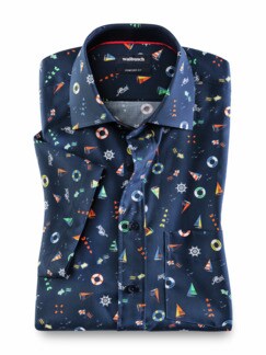 Kurzarm-Hemd Bootstour Druck Marine Detail 1