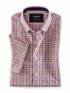 Extraglatt Vichy Hemd Orange/Blau Detail 1