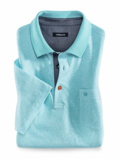 Sommerleinen Polo Color Flash Aqua Detail 1