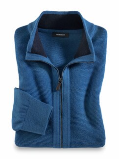 Strukturjacke Soft-Cotton Mittelblau Detail 1