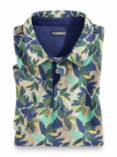 Bio Baumwoll Pique Polo Druck Khaki Detail 1