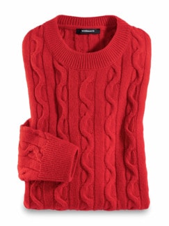Zopfpullover Woolcot Rot Detail 1