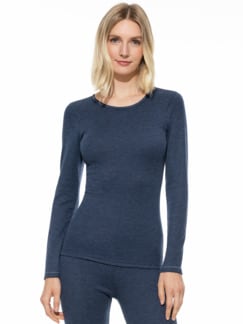 Thermo-Langarmshirt Blau gestreift Detail 1