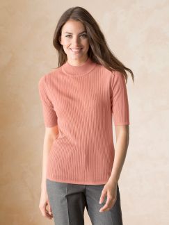 Seiden-Stehbund-Pullover Halbarm Seiden-Stehbund-Pullover Halbarm