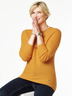 Cashmere Leicht-Pullover Safran Detail 1