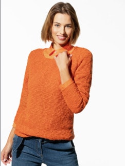 Flammengarn-Pullover Terracotta Detail 1