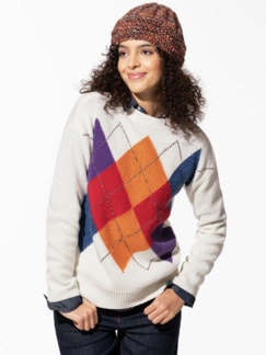 Argyle Pullover Offwhite Multicolor Detail 1
