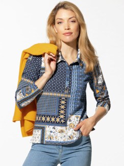Polo Kachelprint Blau Detail 1