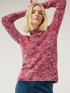 Leichtgewicht-Pullover Multicolor Himbeersorbet Detail 1