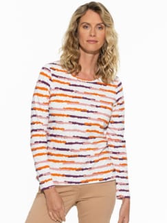 Baumwollshirt Abstract Stripe Rosenholz Detail 1