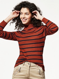 Hautschmeichler-Pullover Rippmix Zimt/Marine Detail 1