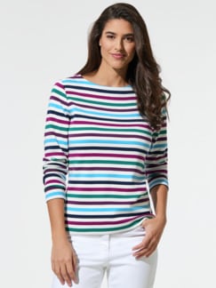 Ringelshirt Multicolor Stahlblau Detail 1