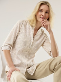 Extraglatt-Bluse Kelchkragen Minimal Safaribeige Detail 1