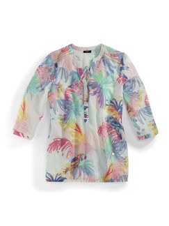 Blousonbluse Palmendruck Blousonbluse Palmendruck