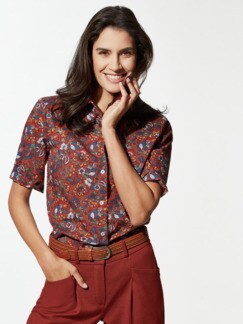 Extraglatt-Hemdbluse Everyday Paisley Zimt Detail 1