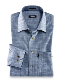 10-Taschen-Safarihemd Uni Blau Detail 1