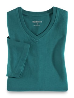 T-Shirt V-Ausschnitt Smaragd Detail 1