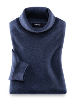 Cashmere Rollkragenpullover Jeansblau Detail 1