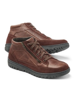 Thermo Kalbleder-Sneaker High Top Cognac Detail 1