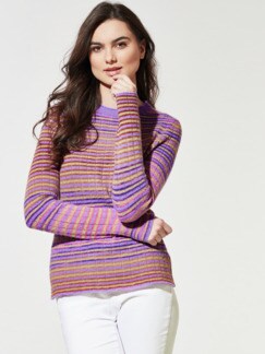 Multi-Ringel-Pullover Farbverlauf Mauve Detail 1