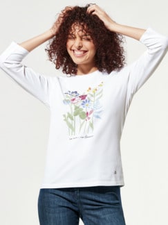 Baumwoll-Shirt Aquarellblumen Multicolor Detail 1