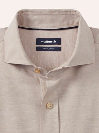 Leinen-Mix Hemd mit Haifischkragen Sand