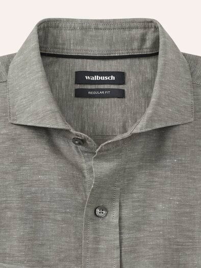 Leinen-Mix Hemd mit Haifischkragen Schilf