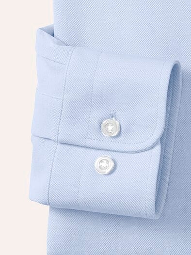 Comfort-Pique Hemd Bleu/Weiß