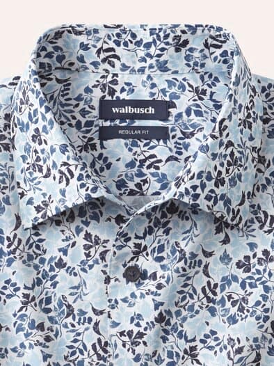 Extraglatt-Hemd Walbusch-Kragen Blätter Druck