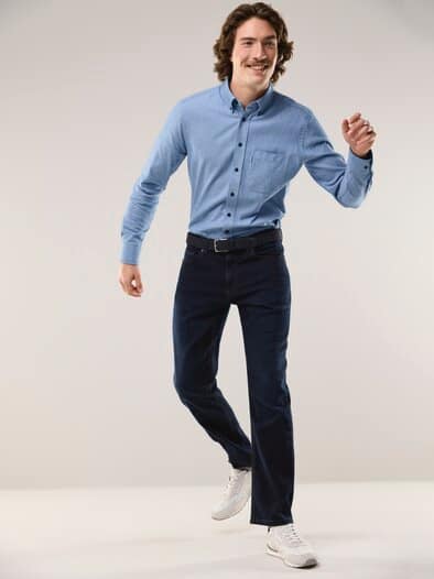 Flanell-Hemd aus Baumwolle Rauchblau