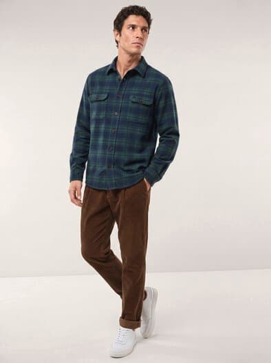 Flanell Overshirt aus Baumwolle Karo Grün