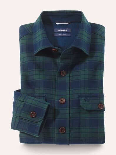 Flanell Overshirt aus Baumwolle Karo Grün