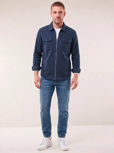 Flanell-Hemd mit Reißverschluss Marine