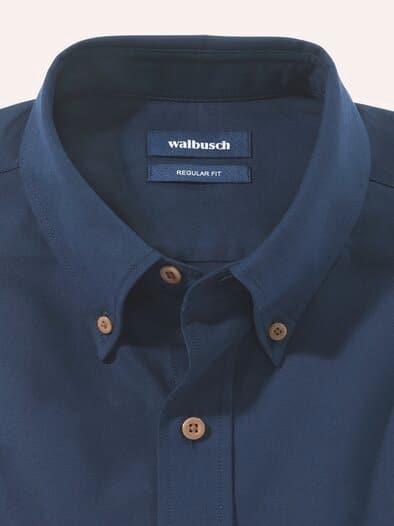 Hemd aus angerautem Baumwoll-Twill Uni Marine