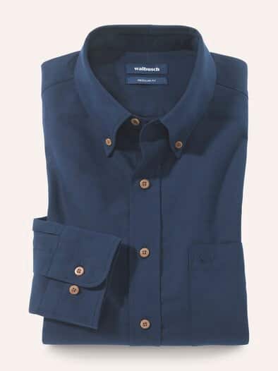 Hemd aus angerautem Baumwoll-Twill Uni Marine