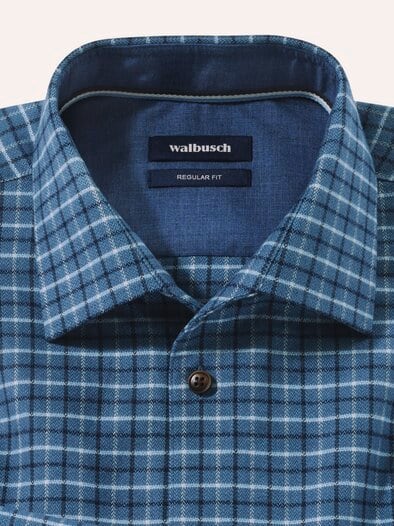 Flanell-Hemd mit Relax-Kragen Minikaro Blau