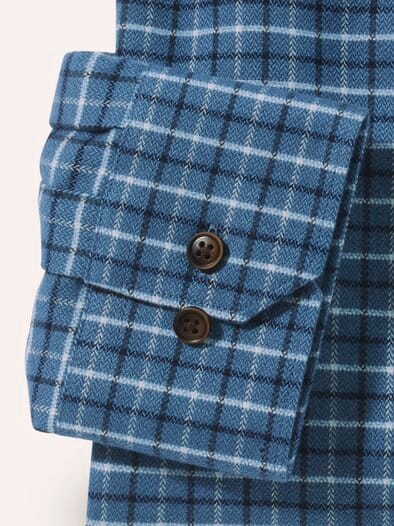 Flanell-Hemd mit Relax-Kragen Minikaro Blau