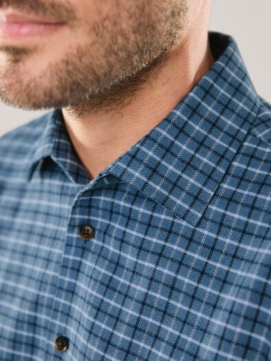 Flanell-Hemd mit Relax-Kragen Minikaro Blau