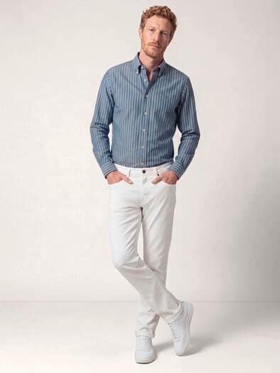 Hemd aus Royal-Oxford Streifen Rauchblau