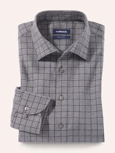 Soft-Flanell Hemd Minikaro Grau