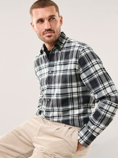Soft-Flanell Hemd Karo Grau