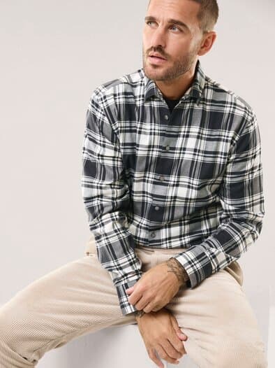 Soft-Flanell Hemd Karo Grau