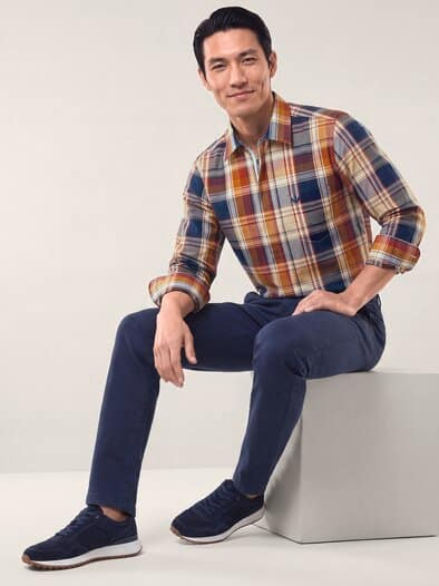 Extraglatt-Hemd Zip & Go Karo Bordeaux