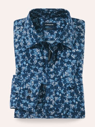 Extraglatt-Hemd Zip & Go Druck Blau
