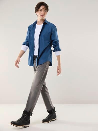 Soft-Flanell-Hemd Uni Marine