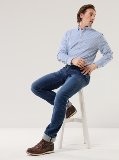 Premium Oxford-Hemd Streifen Blau