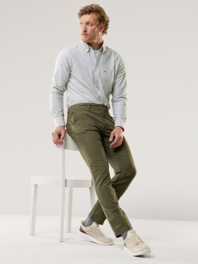Premium Oxford-Hemd Streifen Schilf