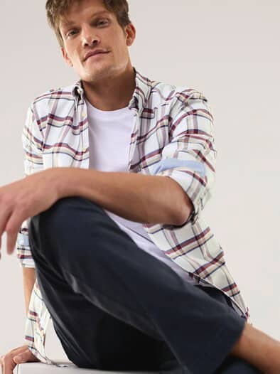 Premium Oxford-Hemd Karo Offwhite