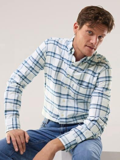 Premium Oxford-Hemd Karo Marine